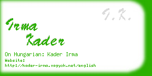 irma kader business card